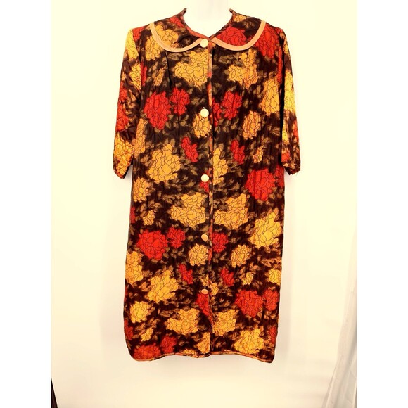 NEW VTG Yellow Autum Women’s‎ Quilted Satin Robe housecoat Size  L dead stock - Picture 2 of 9